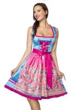 Oktoberfest Dirndl Kleid mit bestickter Schürze blau