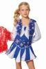 Karneval Mädchen Kostüm Cheerleader Luxus blau