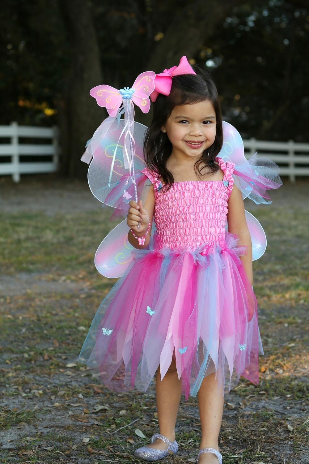 Karneval Kinder Kost&uuml;m Schmetterling Fee pink