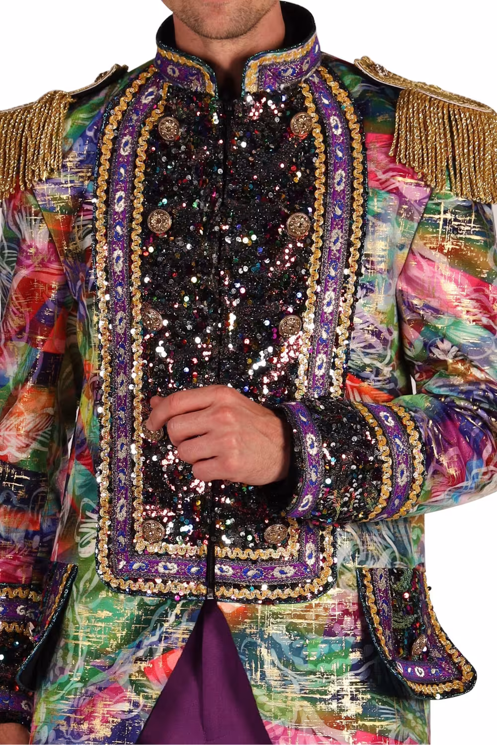 Thetru Karneval Herren Kost&uuml;m Jacke Frack Carnevale Fiesta lila