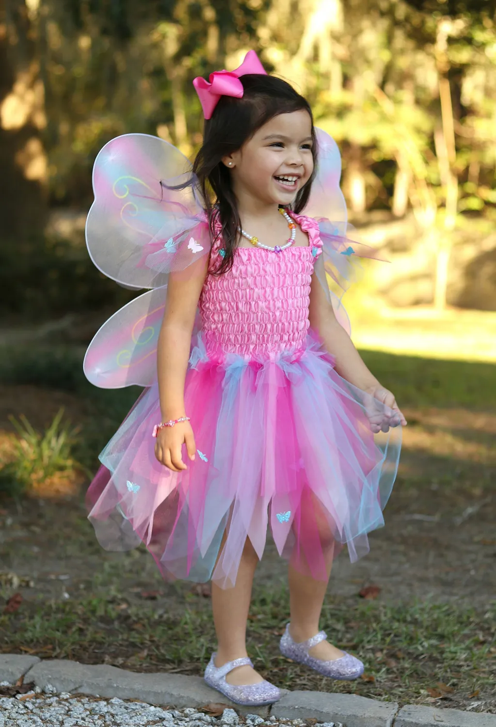 Karneval Kinder Kost&uuml;m Schmetterling Fee pink