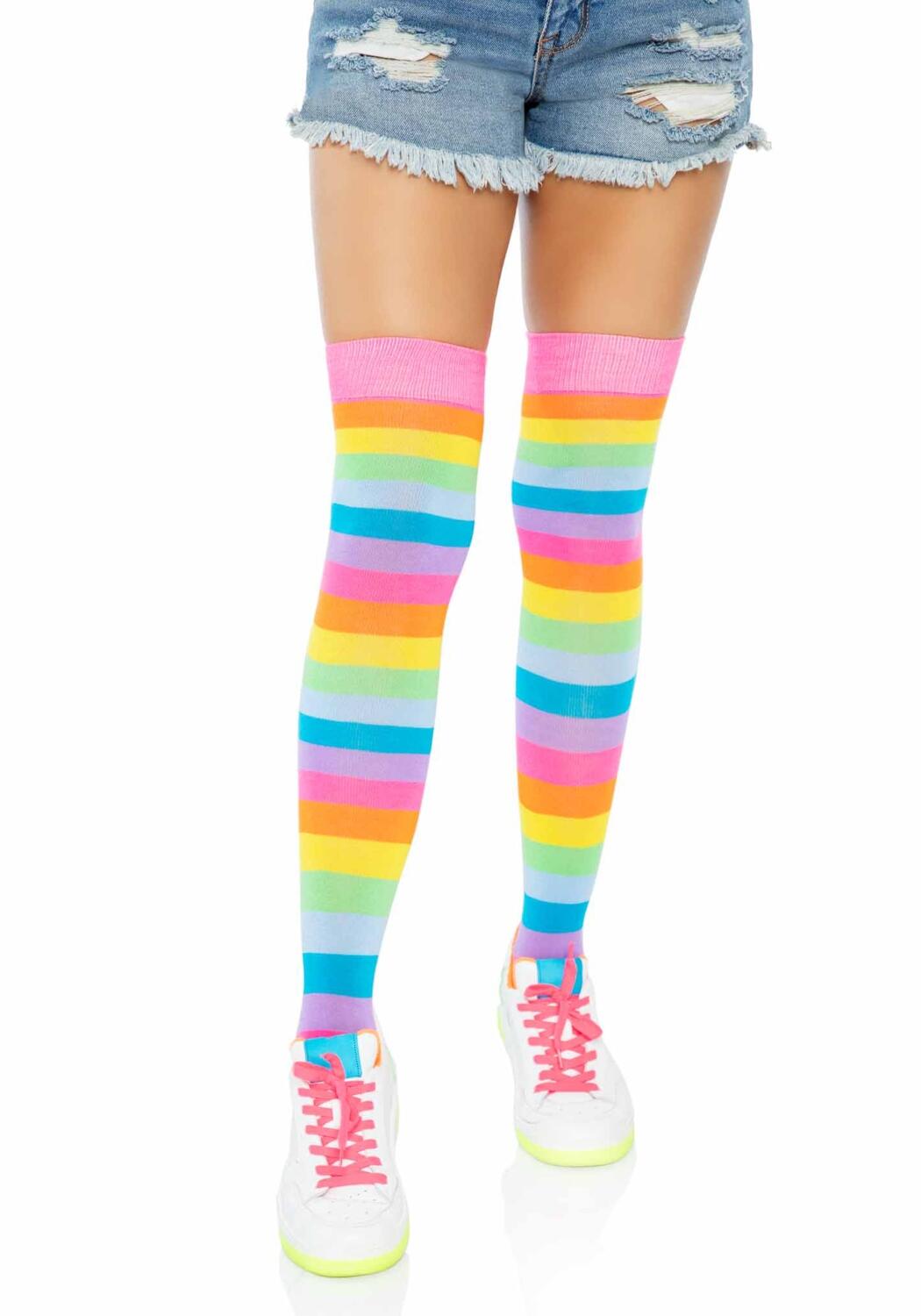 Leg Avenue Damen Str&uuml;mpfe Overknee Rainbow