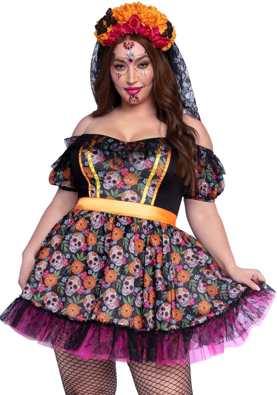 Leg Avenue Karneval Halloween Damen Kost&uuml;m Marigold Catrina XL