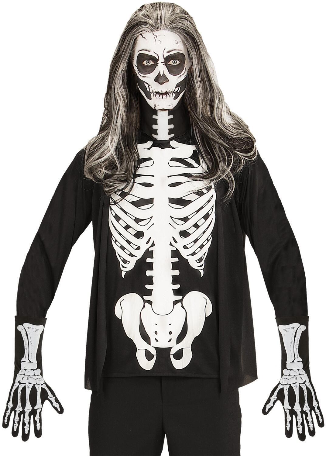 Karneval Halloween Skelett Handschuhe lang