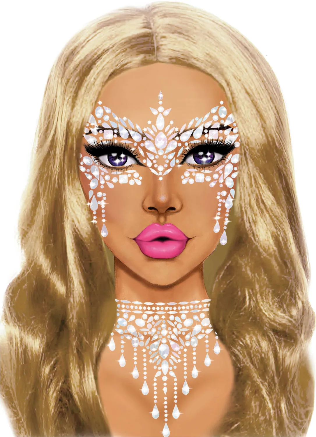 Leg Avenue Jewel-Sticker Gesicht Maskerade Farbwahl - Transparent
