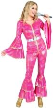 Karneval Damen Kost&uuml;m 70er Disco Jumpsuit pink