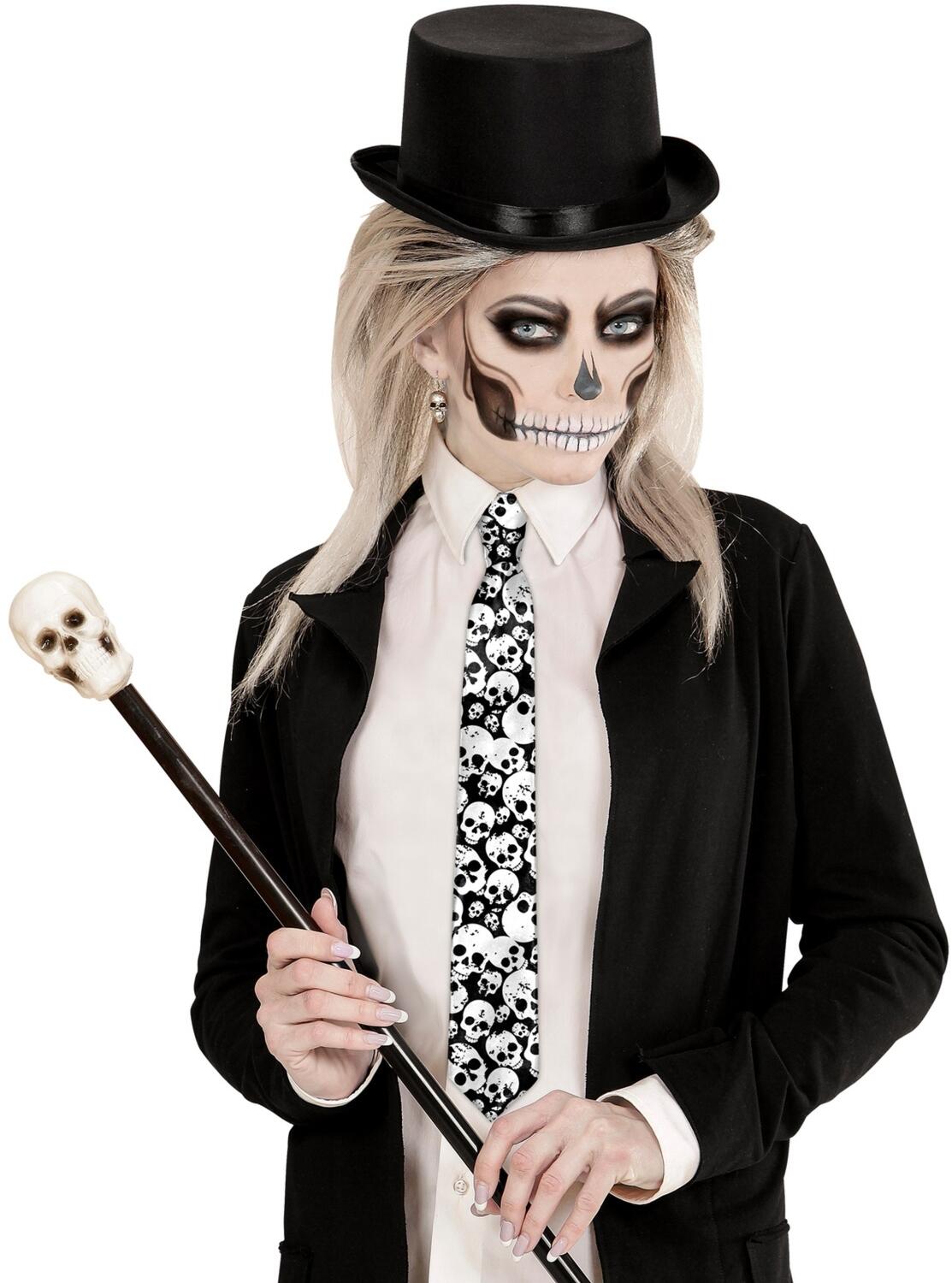 Widmann Karneval Halloween Krawatte Totenkopf