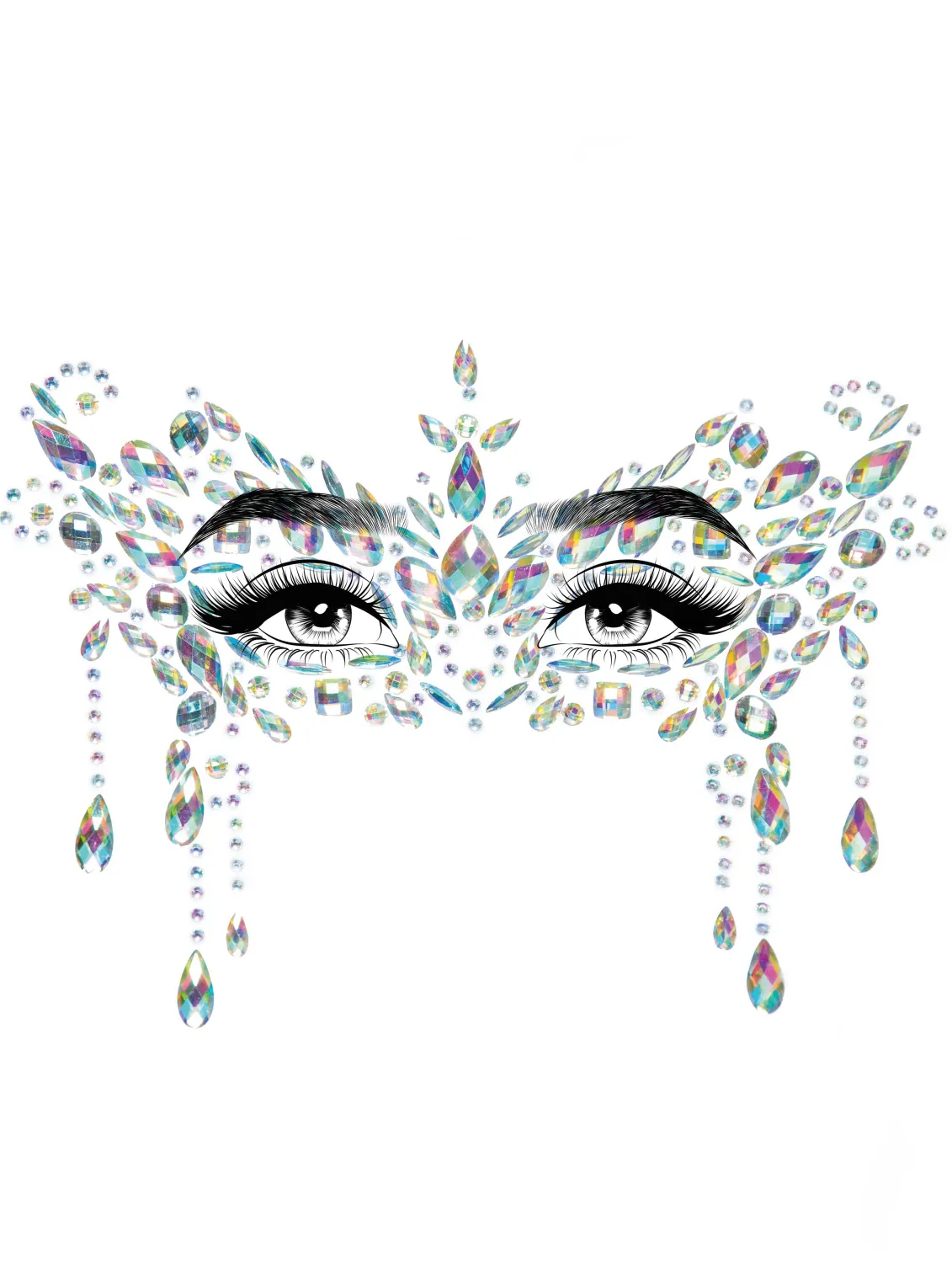 Leg Avenue Jewel-Sticker Gesicht Maskerade Farbwahl - Transparent