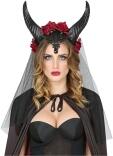 Karneval Halloween Kopfschmuck Demon Hörner mit Schleier