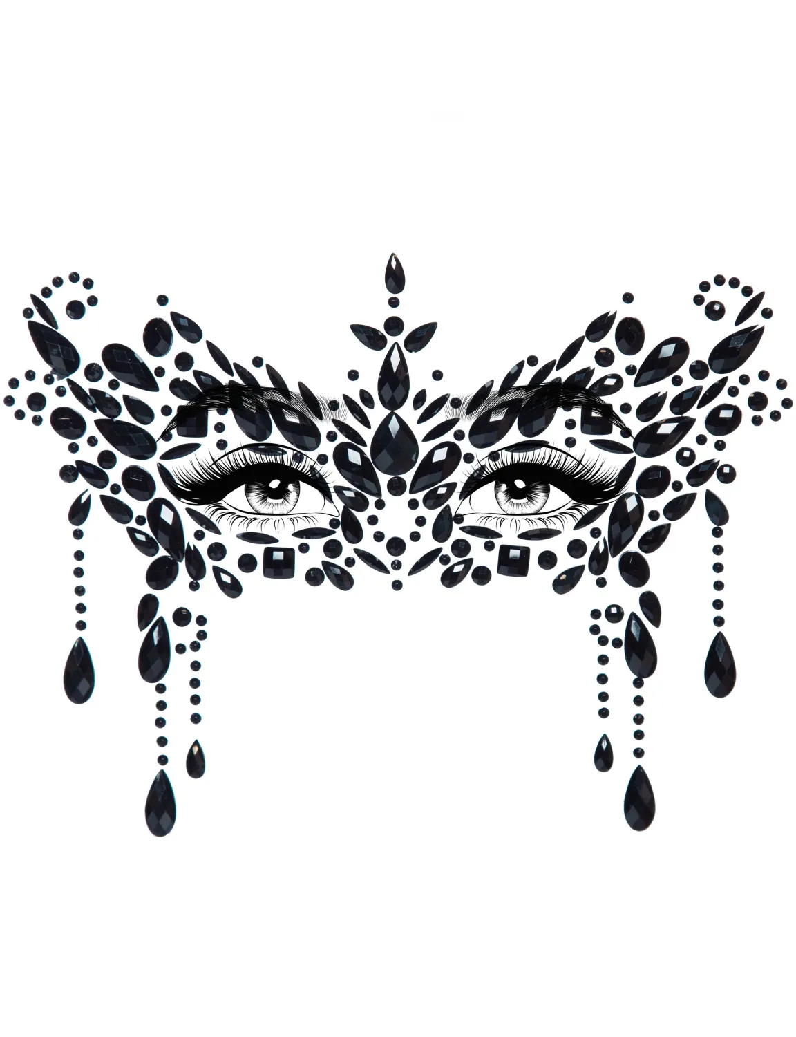 Leg Avenue Jewel-Sticker Gesicht Maskerade Farbwahl - Schwarz