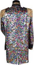 Thetru Karneval Herren Kost&uuml;m Jacke Pailletten bunt