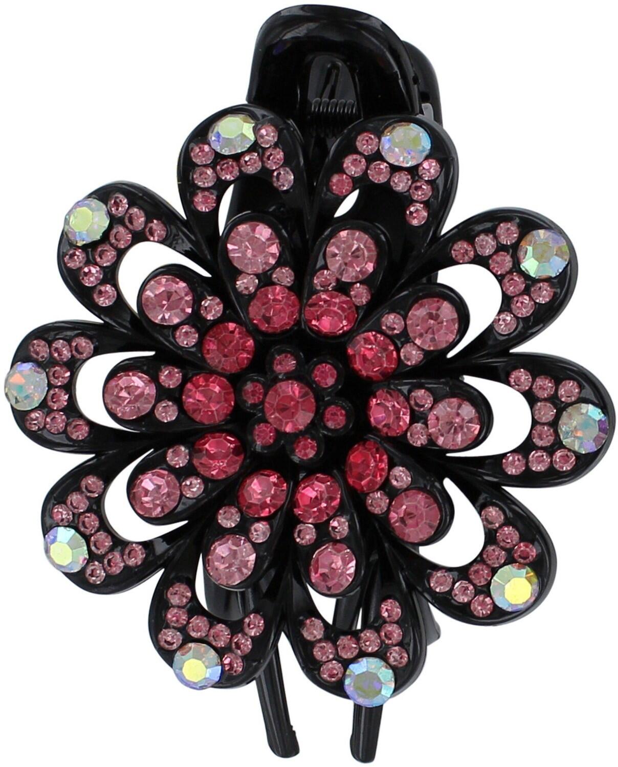 Thetru Karneval Haarschmuck Blüte mit Strass rot rosa