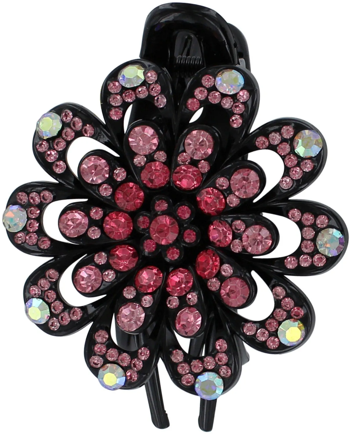 Thetru Karneval Haarschmuck Blüte mit Strass rot rosa