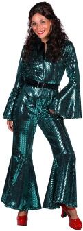 Thetru Karneval Damen Kostüm Disco Jumpsuit Studio türkis