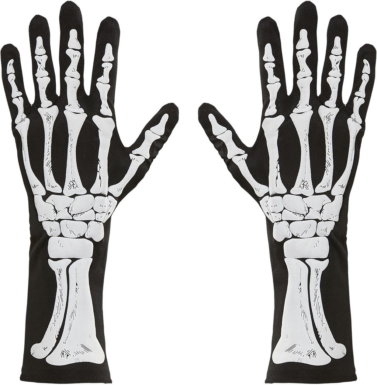 Karneval Halloween Skelett Handschuhe lang