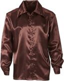 Karneval Fasching Herren Satin Hemd 70er Disco braun