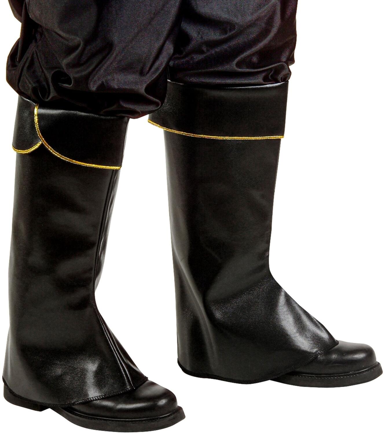 Karneval Stiefelüberzieher in Lederoptik schwarz