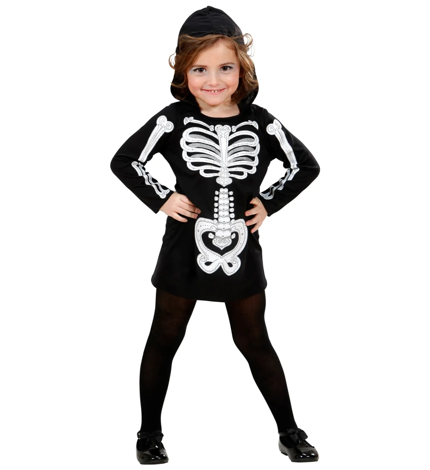 Karneval Halloween M&auml;dchen Kost&uuml;m Glamour Skelett Mini