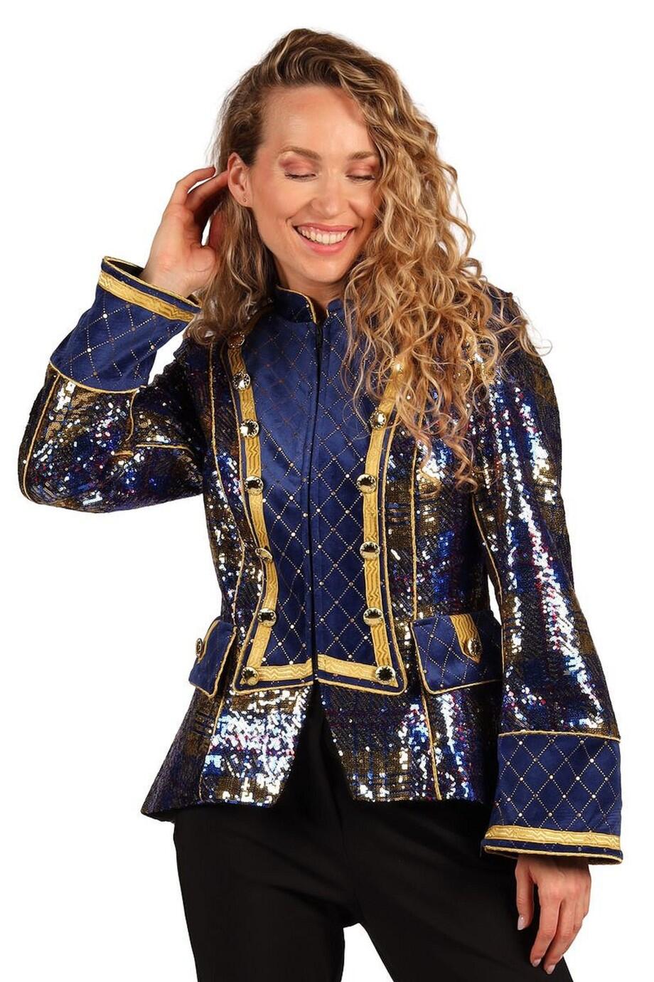 Thetru Karneval Damen Kostüm Jacke Pailletten Karo blau