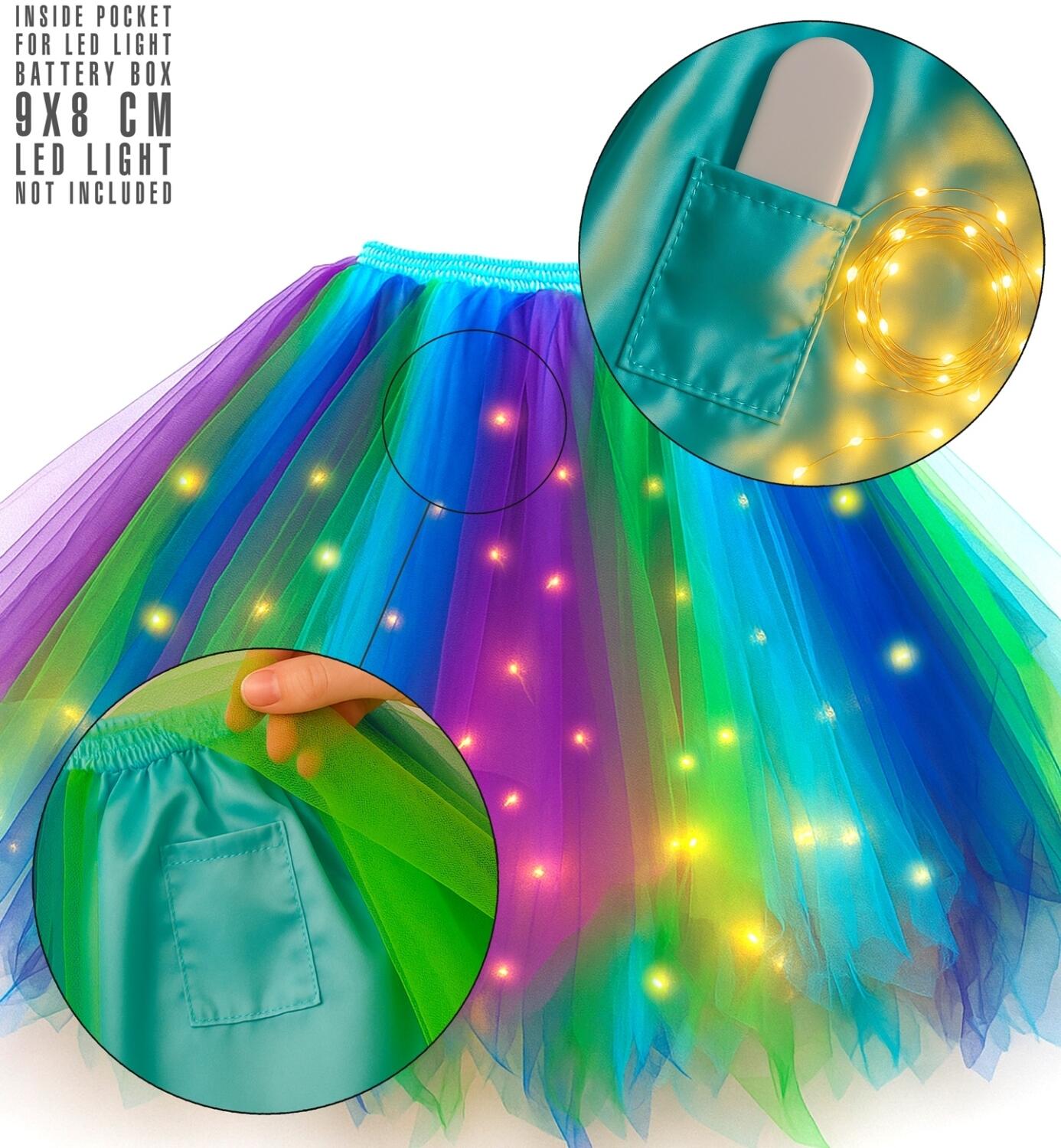 Widmann Karneval Damen Petticoat Rock blau grün violett