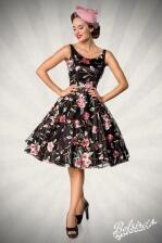 Damen Vintage Kleid Blumenkleid schwarz-rosa