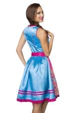 Oktoberfest Dirndl Kleid mit bestickter Schürze blau