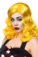 Karneval Damen Per&uuml;cke Pop Art gelb