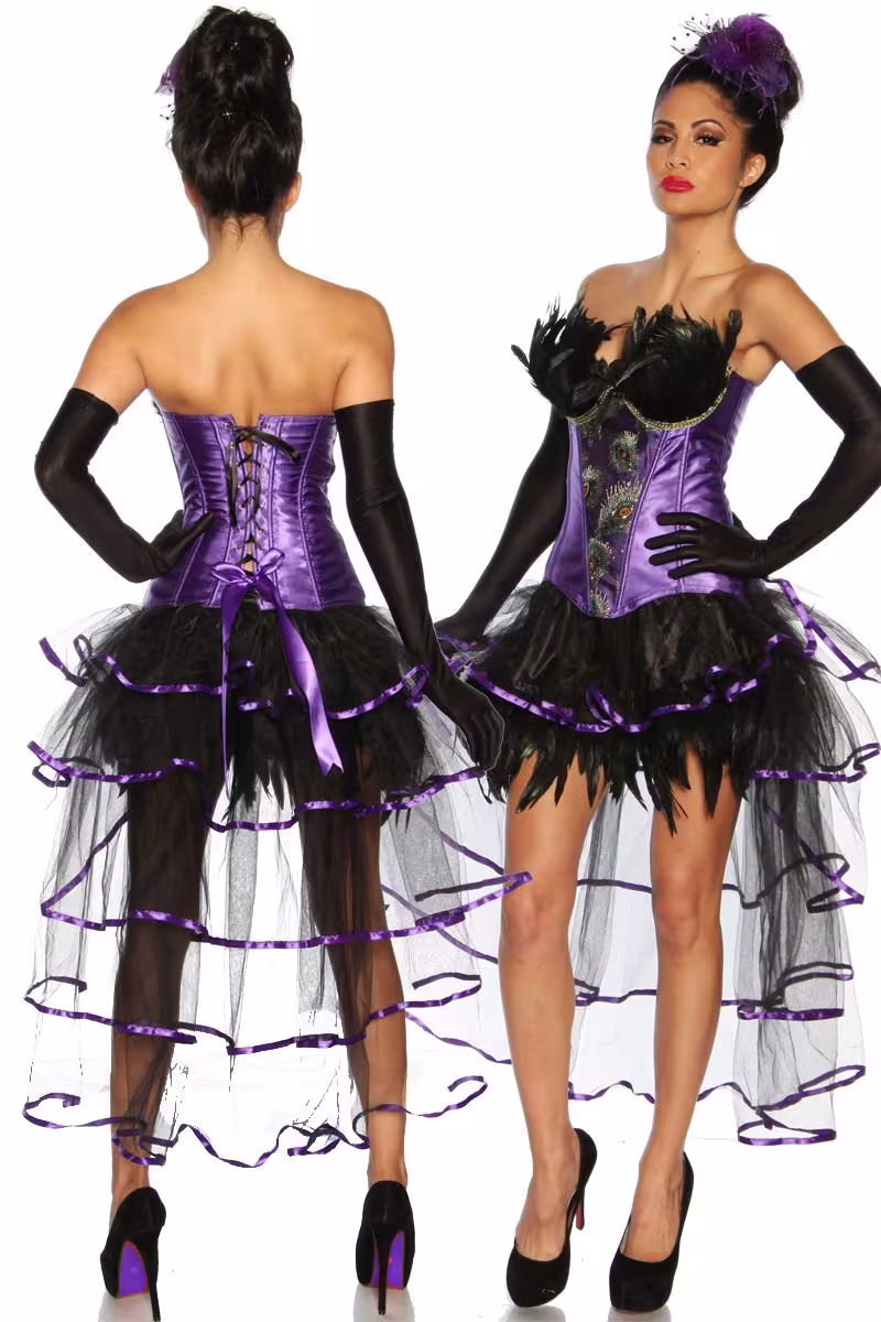 Karneval Corsage Burlesque Pfau lila