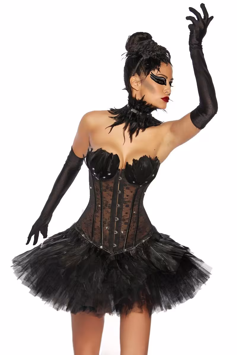 Damen Corsage Gothic Schwarzer Schwan