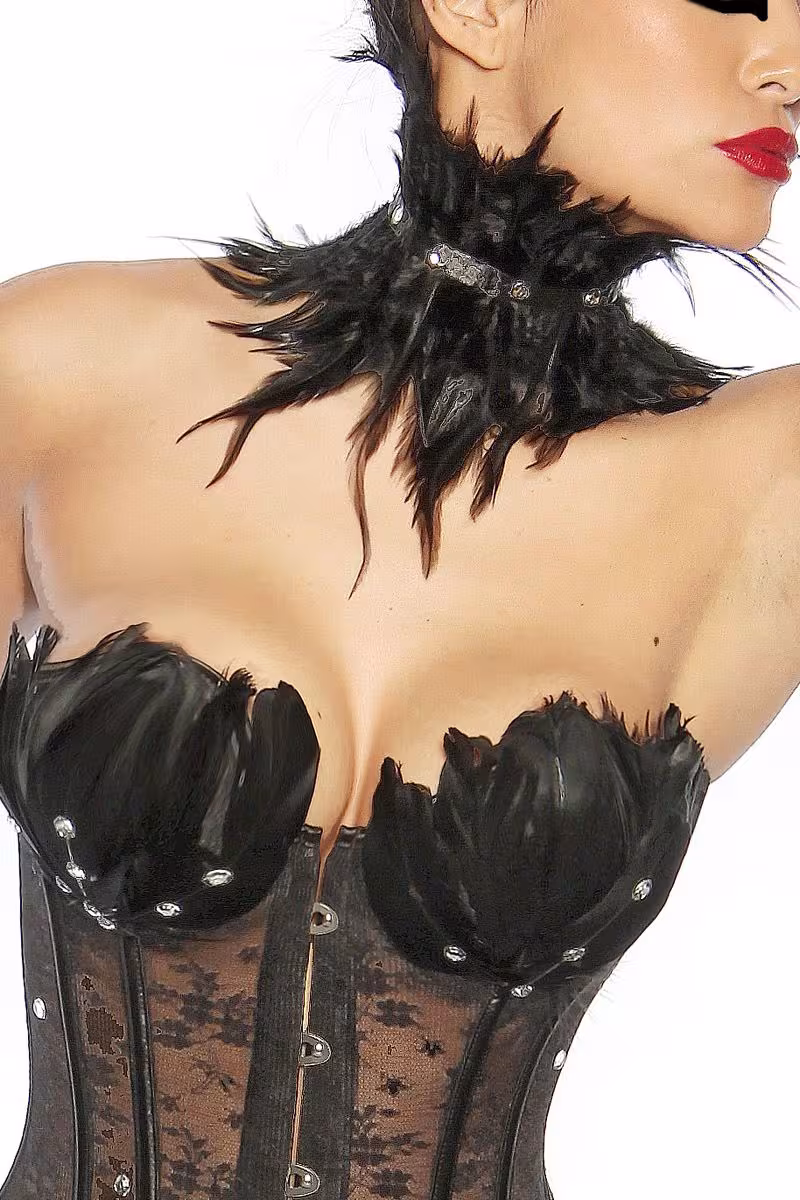 Damen Corsage Gothic Schwarzer Schwan