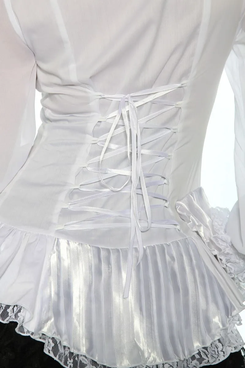Karneval Damen Longbluse Gothic wei&szlig;
