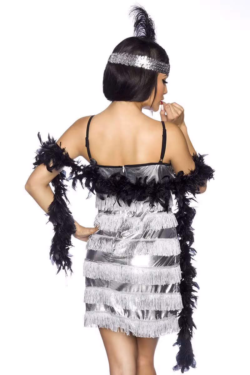 Karneval Damen Kost&uuml;m Charleston silber