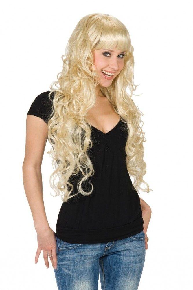 Karneval Damen Per&uuml;cke lang Lockenpracht blond