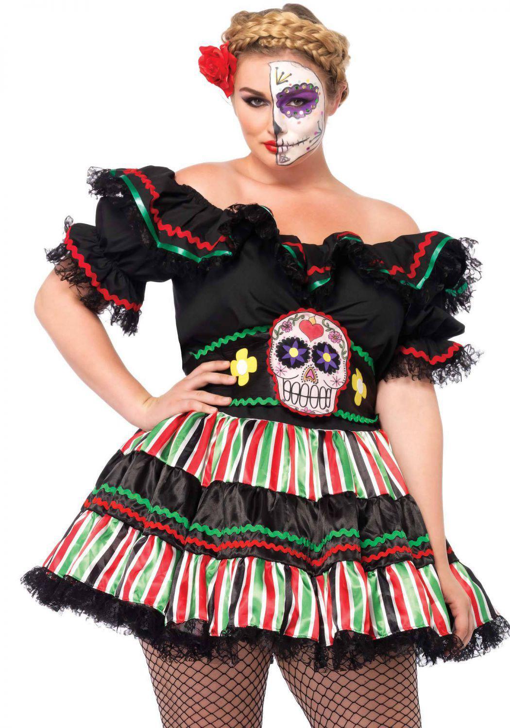 Leg Avenue Karneval Damen Kostüm Day Of The Dead Doll - 1X-2X entspricht Größe 42/44