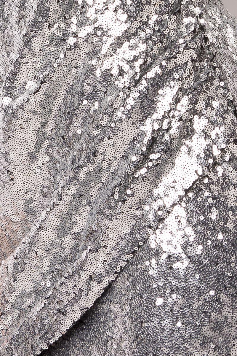 Damen Partykleid Clubkleid Pailletten-Kleid silber