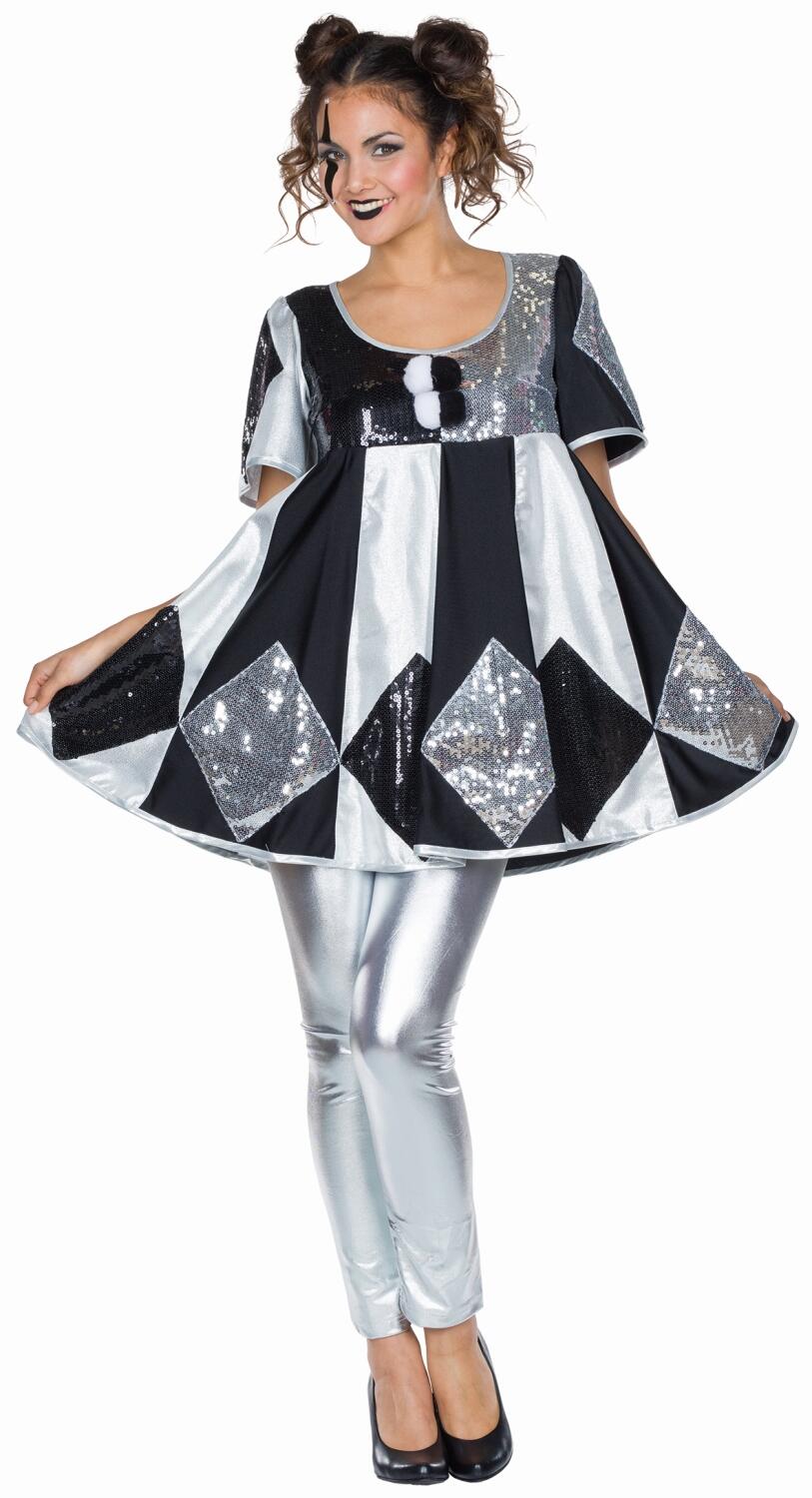 Karneval Damen Kostüm Tunika Pierrot Shiny