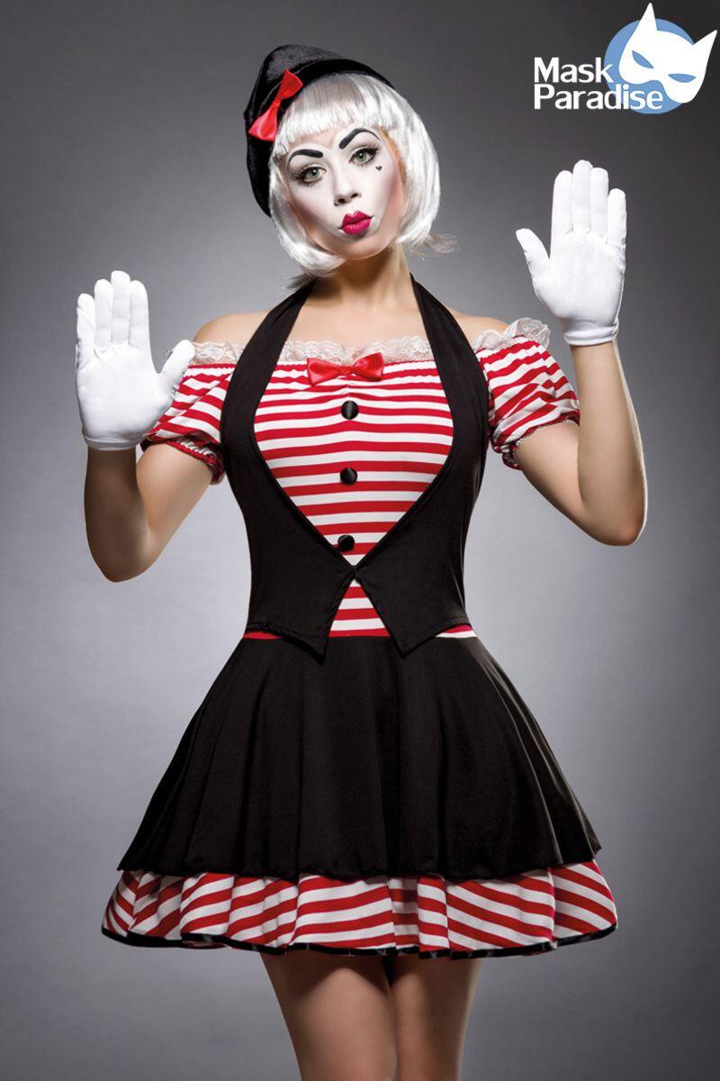 Karneval Damen Kostüm Clown Sexy Mime