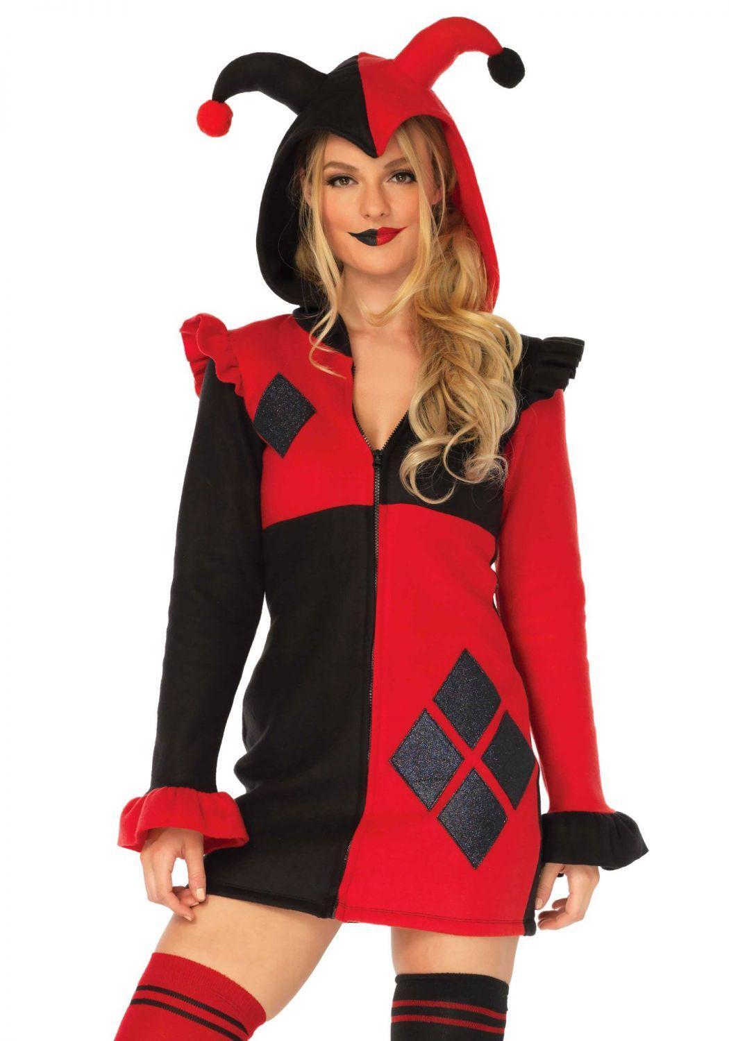 Karneval Halloween Damen Kostüm Harlekin Fleece