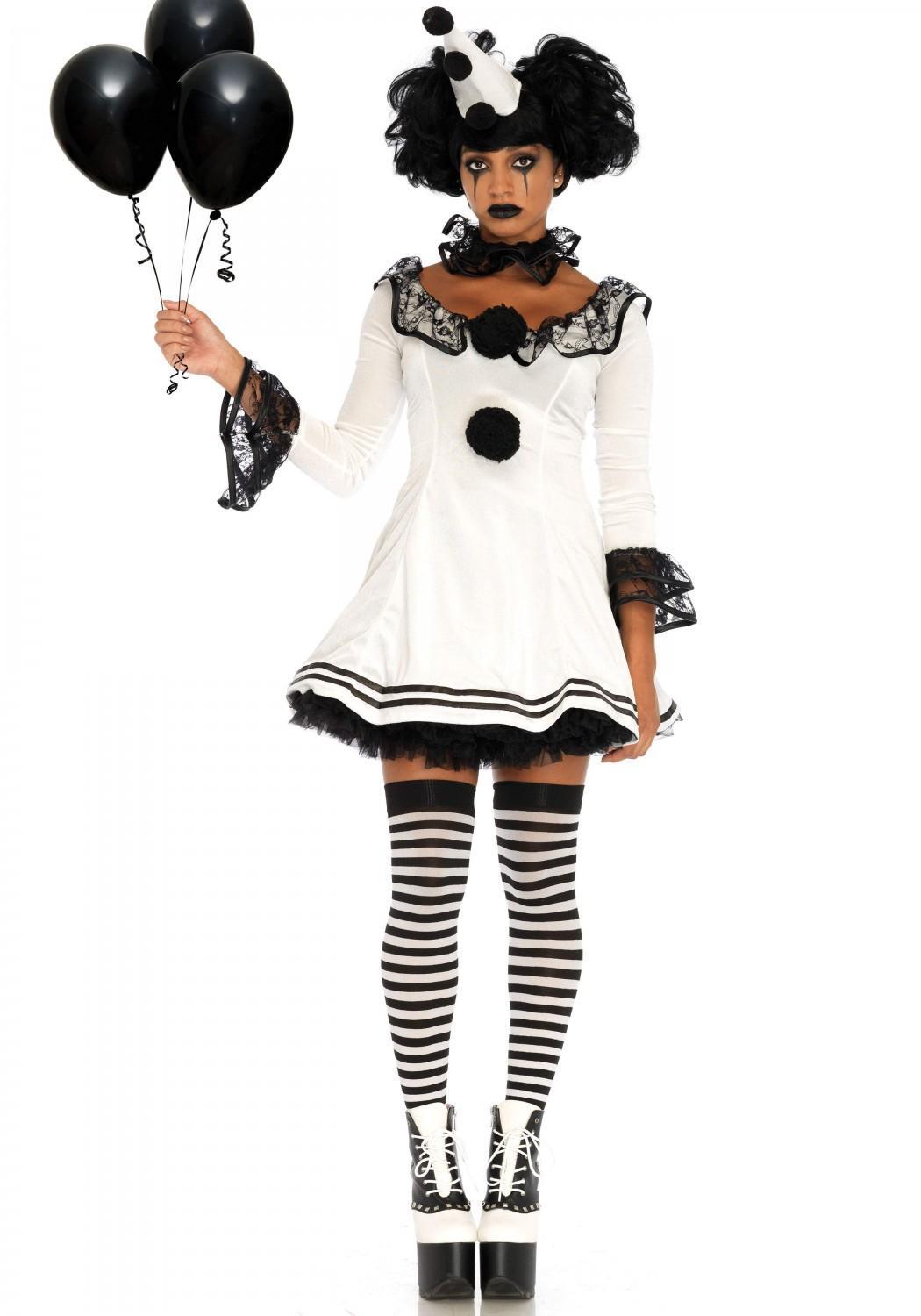 Karneval Halloween Damen Kostüm Pierrot Clown