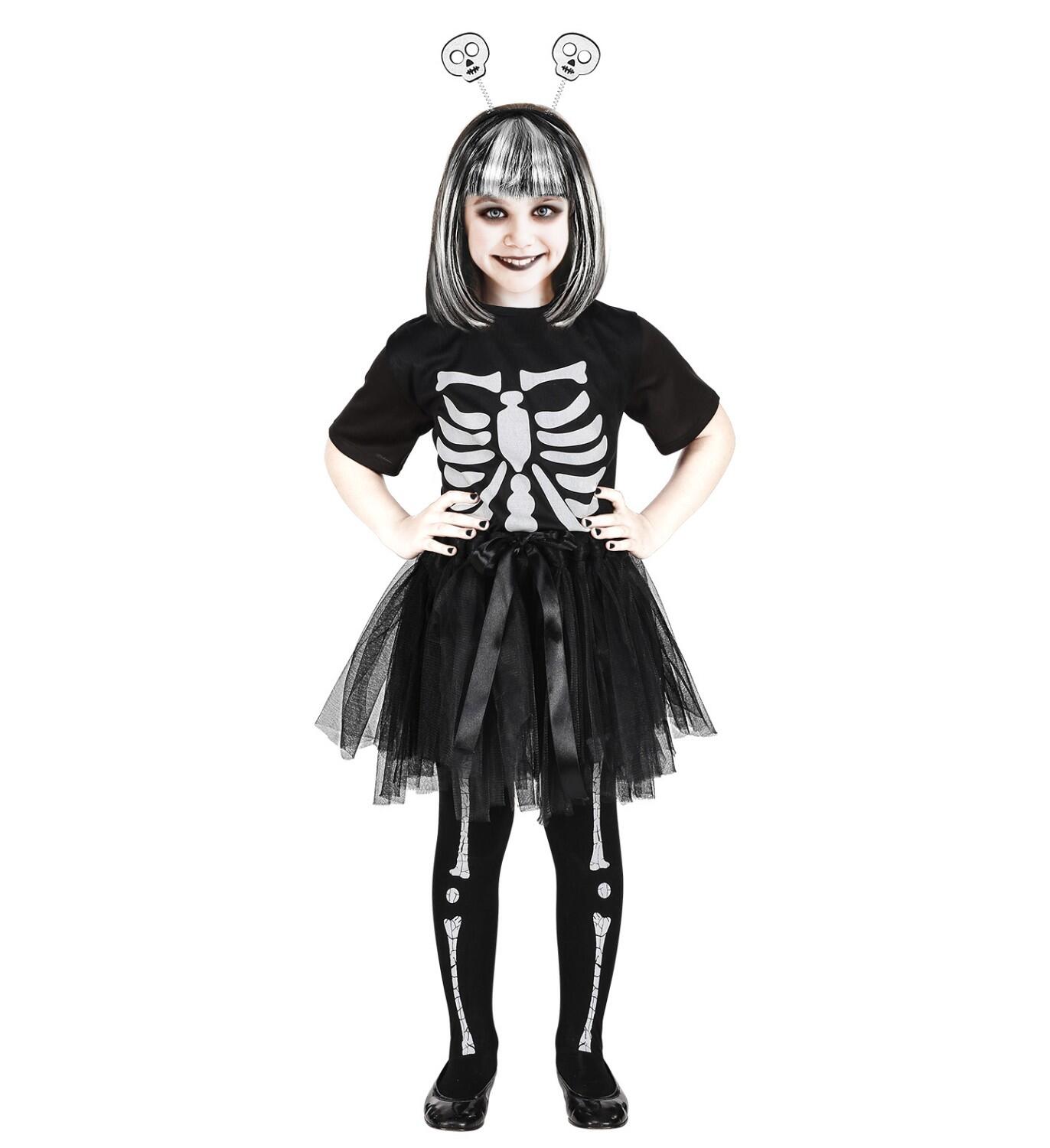 Karneval Halloween Mädchen Kostüm Set Skelett