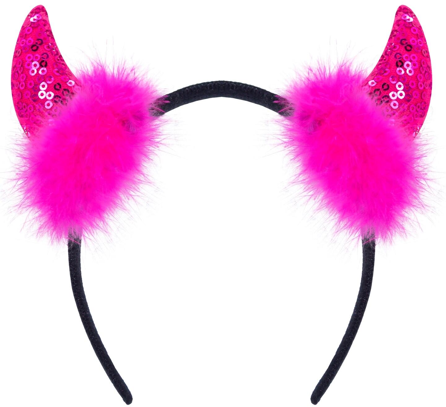 Karneval Halloween Pailletten Teufelsh&ouml;rner pink