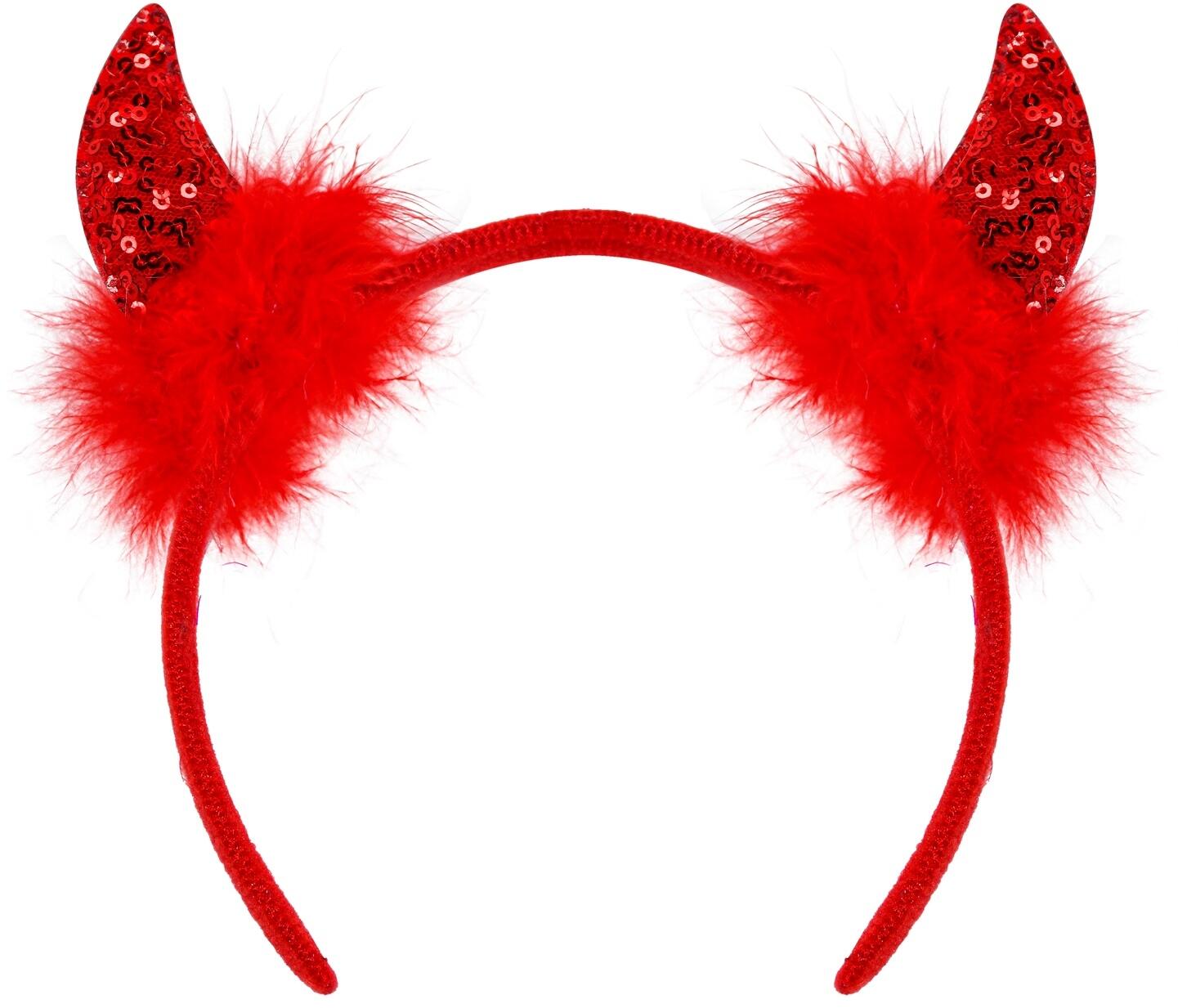 Karneval Halloween Pailletten Teufelsh&ouml;rner rot
