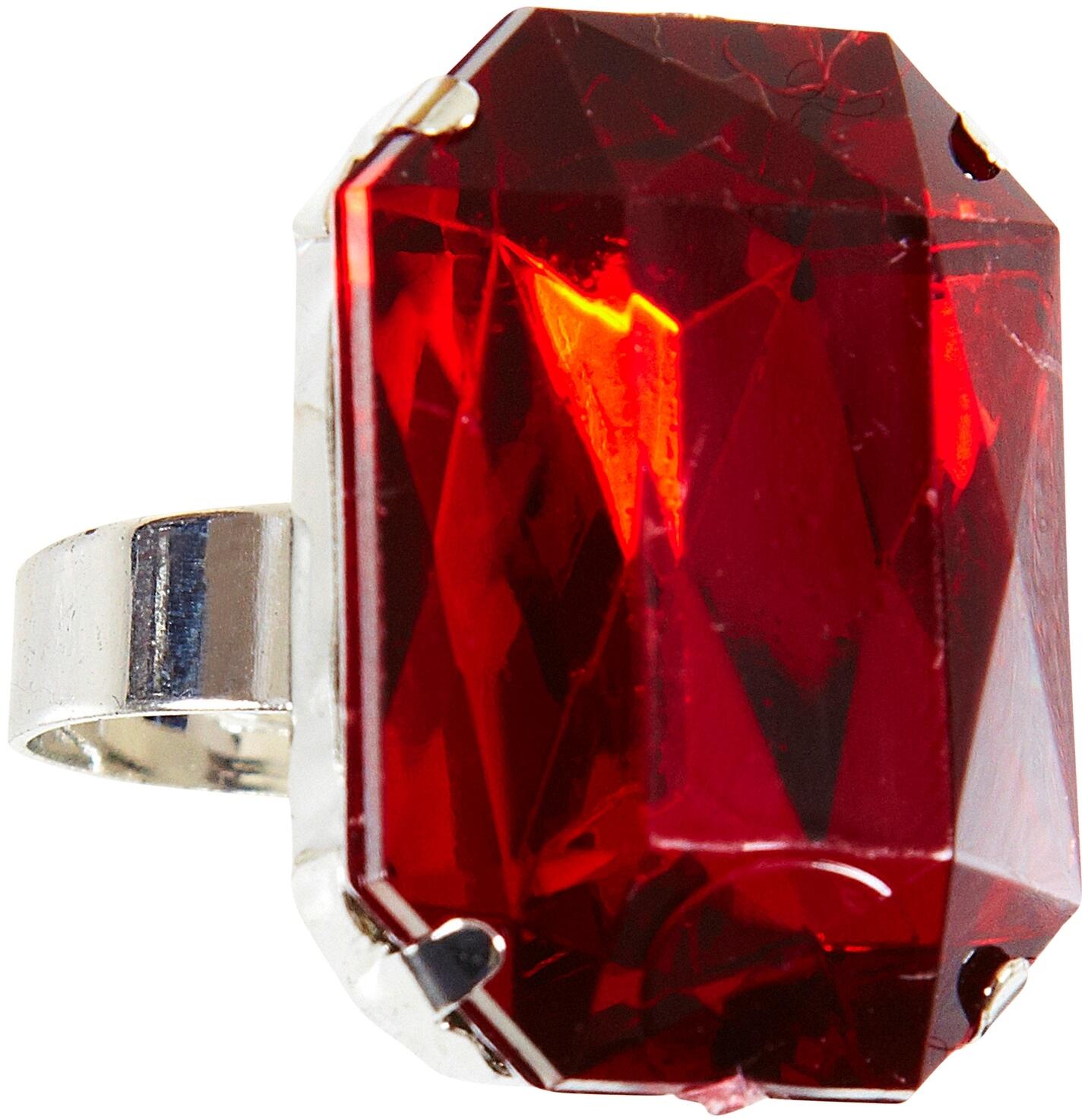 Karneval Halloween Ring mit rotem Stein