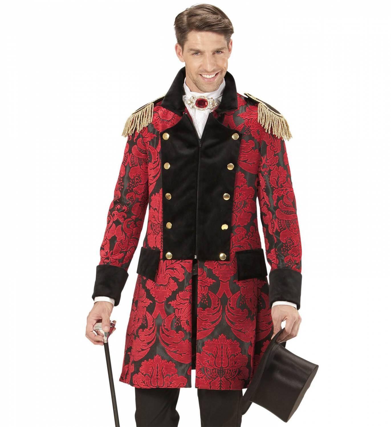 Karneval Herren Kostüm Mantel Jacket Jaquard rot schwarz