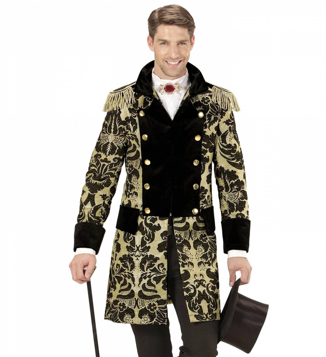 Karneval Herren Kost&uuml;m Mantel Frack Jackett  Jacquard gold
