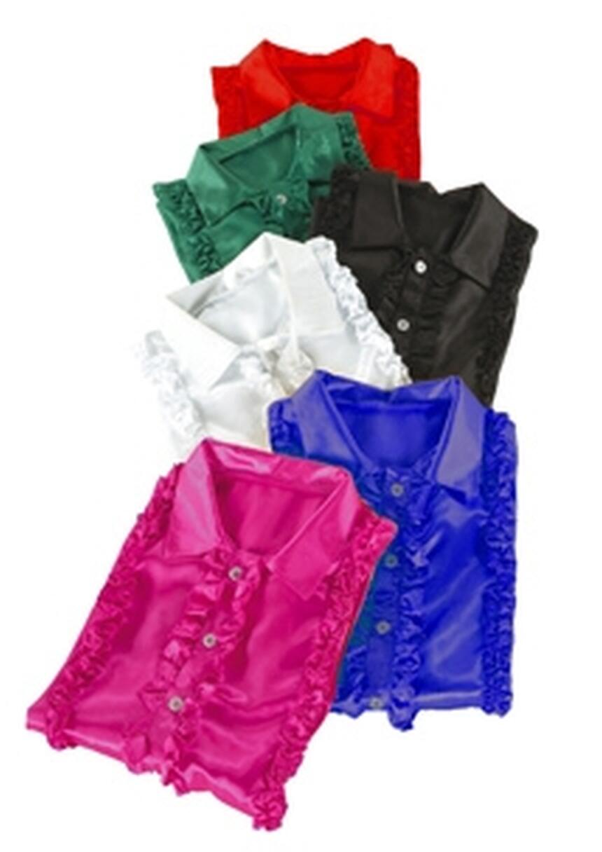 Karneval Herren Satin-Hemd R&uuml;schen pink