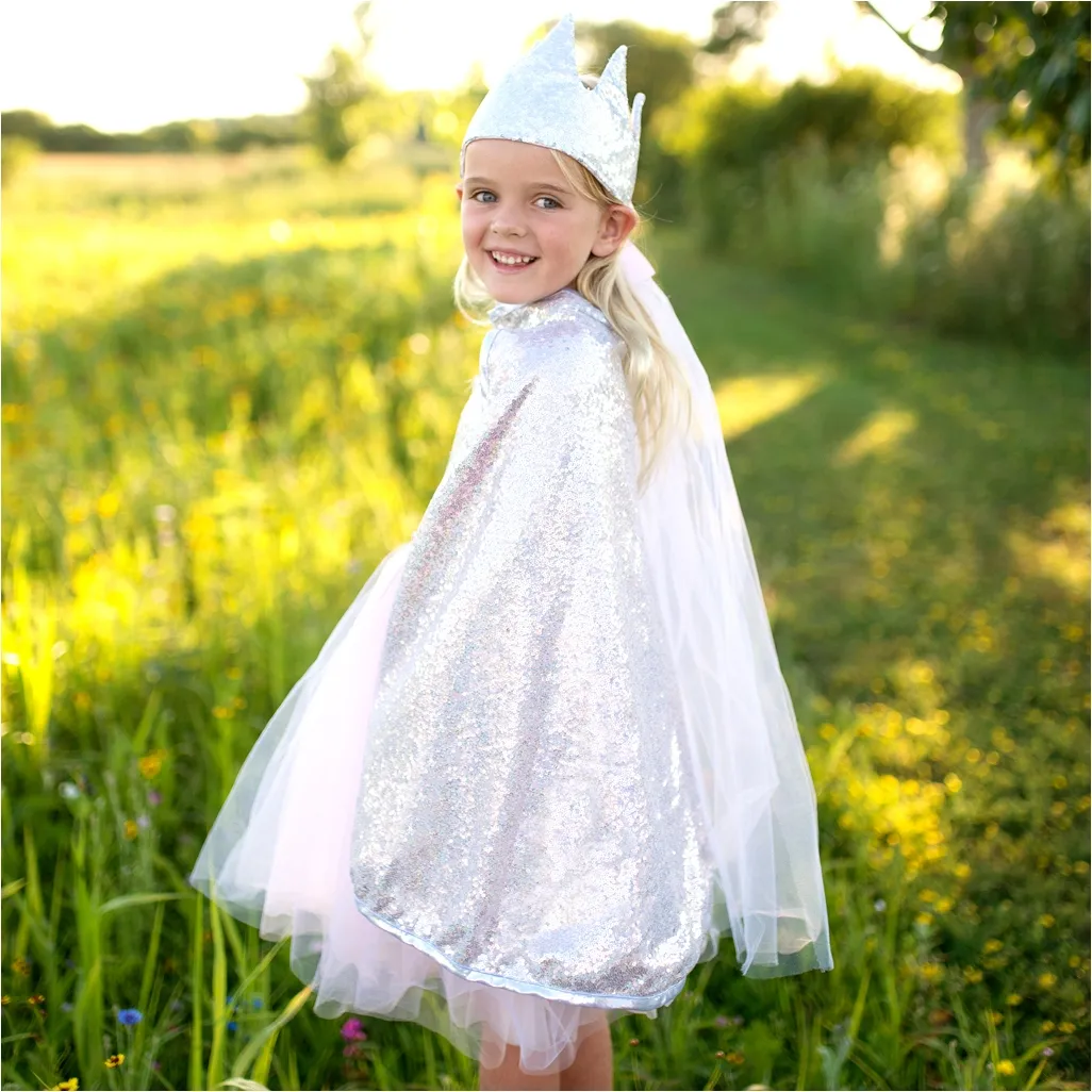 Karneval M&auml;dchen Cape Pailletten silber