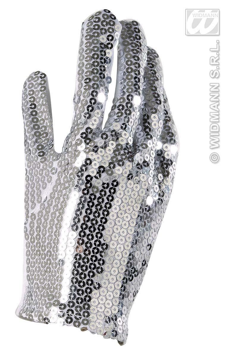 Karneval Handschuh Pailletten silber