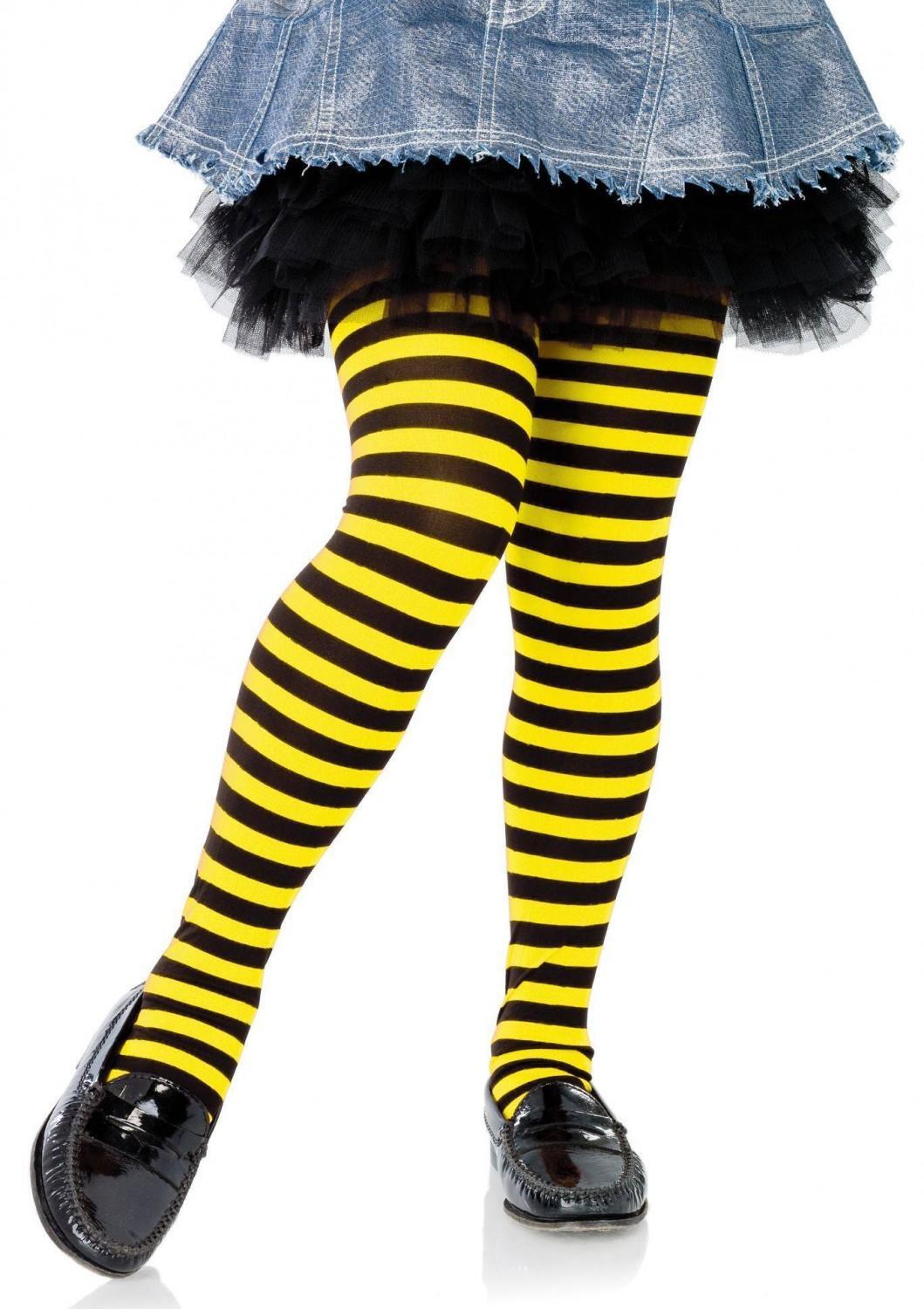 Leg Avenue Kinder Strumpfhose Ringel schwarz-gelb gestreift