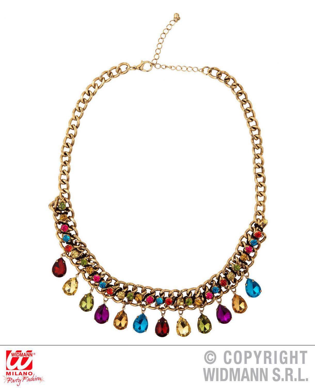 Widmann Halsband Goldene Kette mit farbigen Steinen